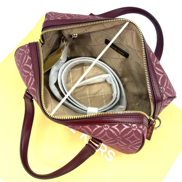 Michael Kors Medium Travel Duffle Satchel Bag Ox Blood Multi - Picture 8 of 11